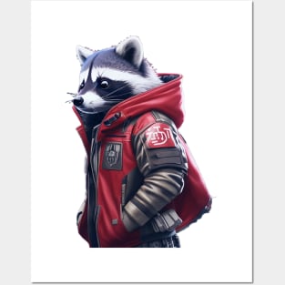 Fashionable Raccoon Japan Street Wear Futuristic Posters and Art